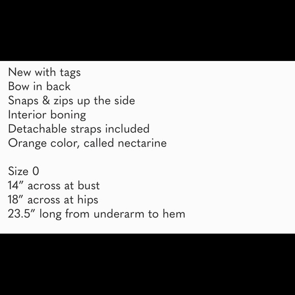 BCBGMaxazria 🍑 Sweetheart Neck Nectarine 🍑 Orange Bow Strapless Dress size 0 - Picture 9 of 10